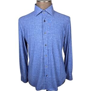 CORNELIANI TRAVELTECH PERFORMANCE STRETCH SHIRT | DENIM BLUE MENS 16.5/42 -LARGE